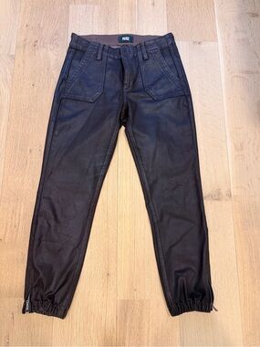 Paige Coated Jogger Pants Brown Size